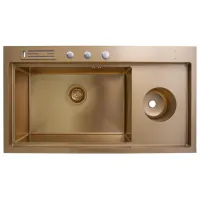Chiuvetă SanDonna HD9250 + Baterie 92 x 50 / Oțel inoxidabil / Gold photo 2