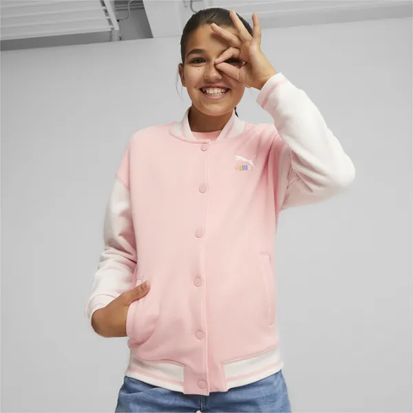 Hanorac pentru fetiţe Puma Classics Sweater Wthr Bomber Jacket G 128/ Peach photo 3 Hanorac pentru fetiţe Puma Classics Sweater Wthr Bomber Jacket G 128/ Peach photo 3