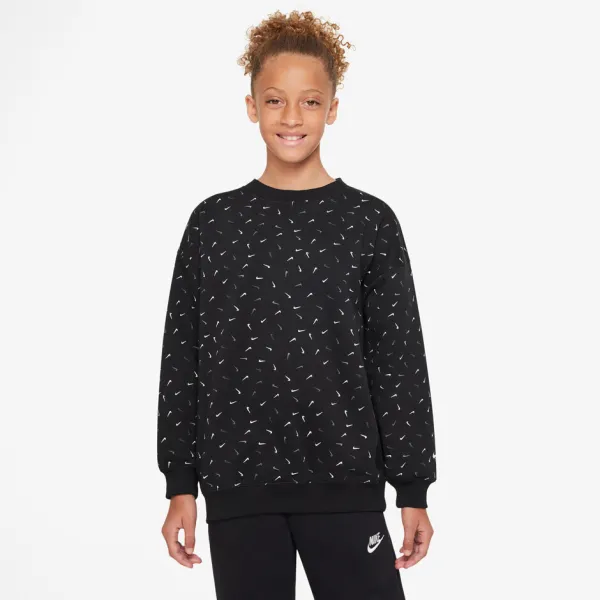 Hanorac pentru fetiţe Nike G Nsw Icon Flc Crew Logo Prnt M/ Black photo 4 Hanorac pentru fetiţe Nike G Nsw Icon Flc Crew Logo Prnt M/ Black photo 4
