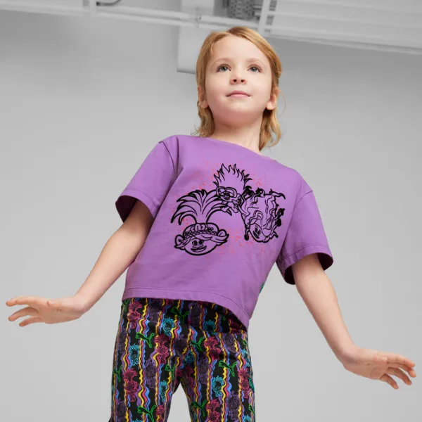 Tricou pentru fete Puma X Trolls Graphic Tee G 99 - 104 cm / Purple photo 3