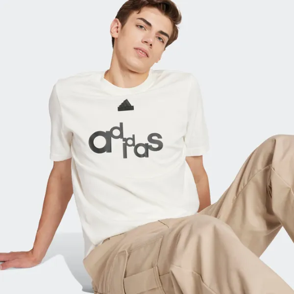 Tricou pentru bărbați Adidas Bl Sj T Q1 Gd 100% bumbac/ White photo 5
