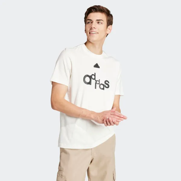 Tricou pentru bărbați Adidas Bl Sj T Q1 Gd 100% bumbac/ White photo 2