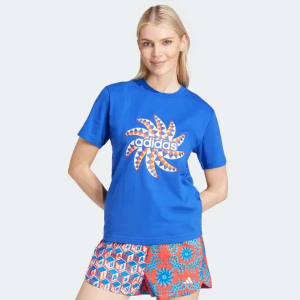 Tricou pentru femei Adidas Farm Gfx Tee Bold 100% bumbac/ Blue photo 2