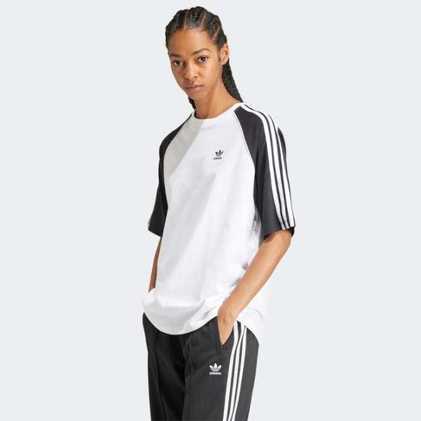 Tricou pentru femei Adidas Blocked Tee Os 100% bumbac/ White photo 2