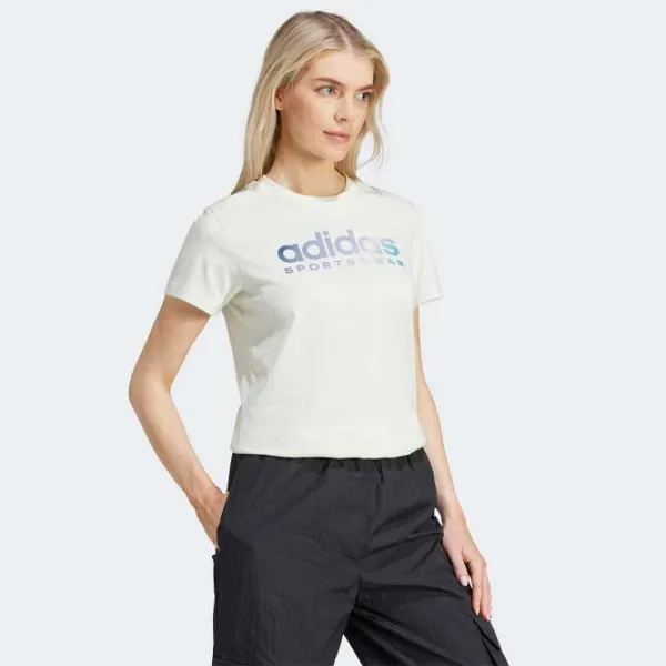 Tricou pentru femei Adidas W Soft Side Linear 100% bumbac/ White photo 4