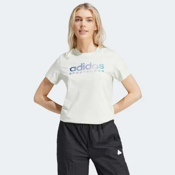 Tricou pentru femei Adidas W Soft Side Linear 100% bumbac/ White photo 2