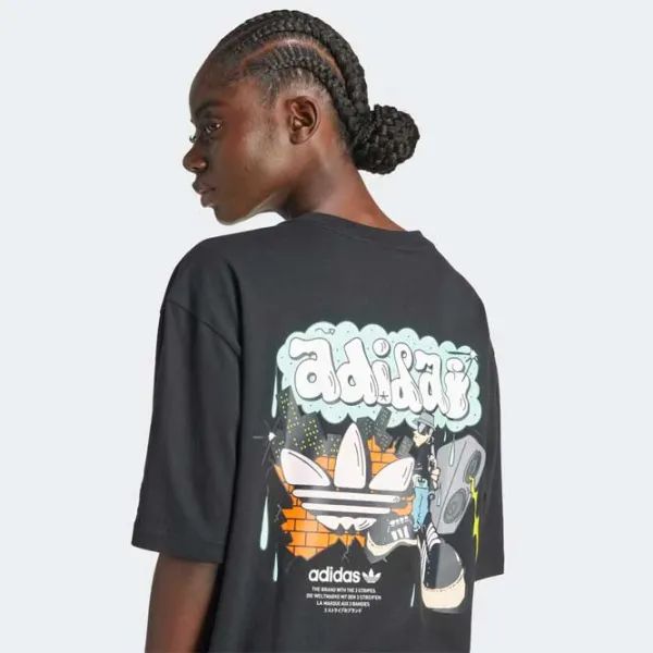 Tricou pentru femei Adidas Graffiti Ss Tee 100% bumbac/ Black photo 5