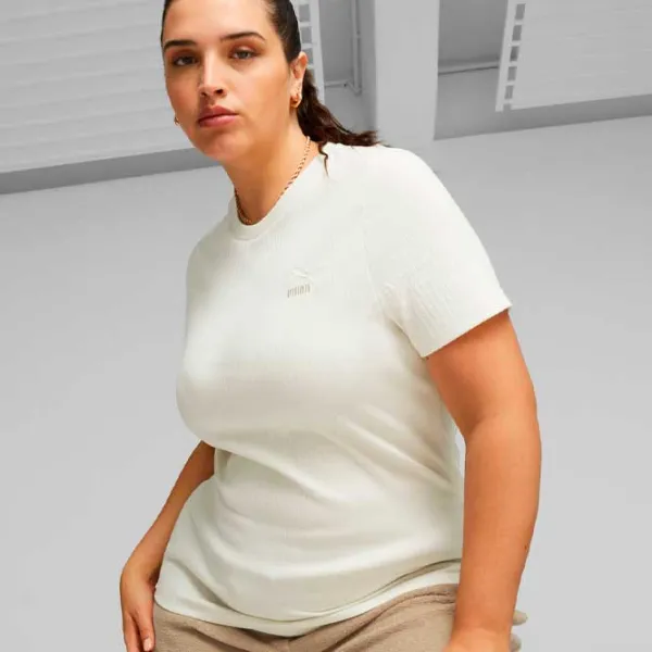 Футболка для женщин Puma Classics Ribbed Slim Tee 39% полиэстер/ Бесцветный photo 3