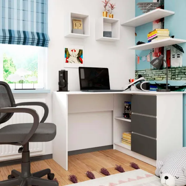 Masă de birou Akord B20 Left PAL/ White photo 4 Masă de birou Akord B20 Left PAL/ White photo 4