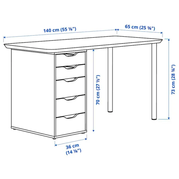 Masă de birou Ikea Anfallare/ Alex 140x65 PAL/ White photo 4