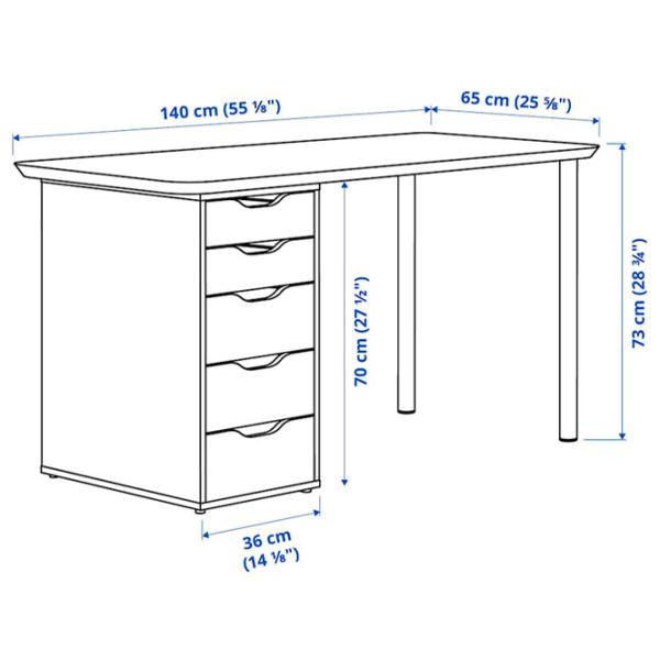 Masă de birou Ikea Anfallare/ Alex 140x65 PAL/ White photo 4