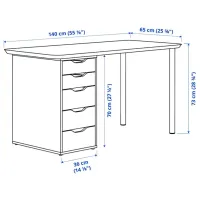 Офисный стол Ikea Anfallare/ Alex 140x65 ДСП/ Белый photo 4