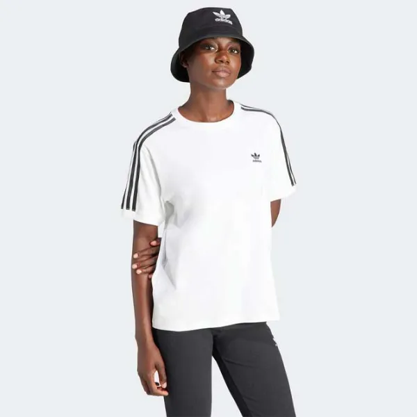 Tricou pentru femei Adidas 3 Stripe Tee 94% bumbac/ White photo 4