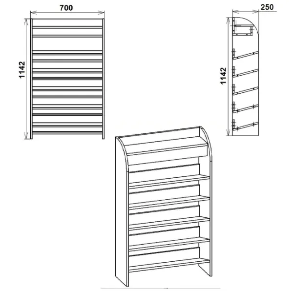 Стеллаж для обуви Marcel Prod TO-10 114.2см x 70см x 25см cm/ ЛДСП/ Дуб cонома photo 2