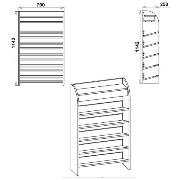 Стеллаж для обуви Marcel Prod TO-10 114.2см x 70см x 25см cm/ ЛДСП/ Дуб cонома photo 2