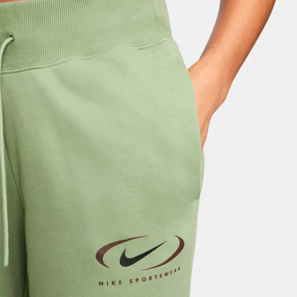 Спортивные брюки для женщин Nike W Nsw Phnx Flc Hr Os Pant Prnt M/ Dark Olive Green photo 6