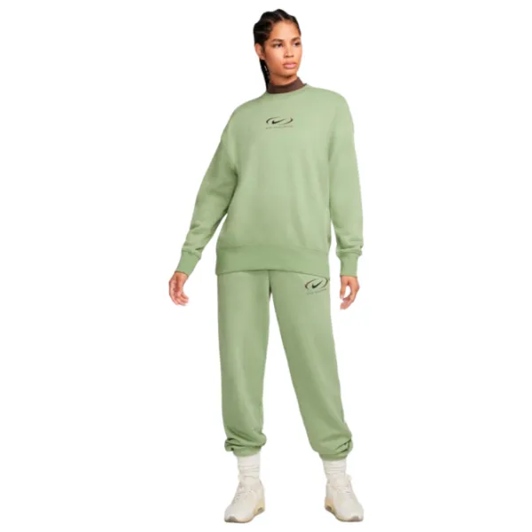 Спортивные брюки для женщин Nike W Nsw Phnx Flc Hr Os Pant Prnt L/ Dark Olive Green photo 3