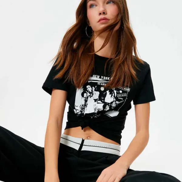 Tricou pentru femei Koton 4SAL10090IK 100% bumbac/ Black photo 4