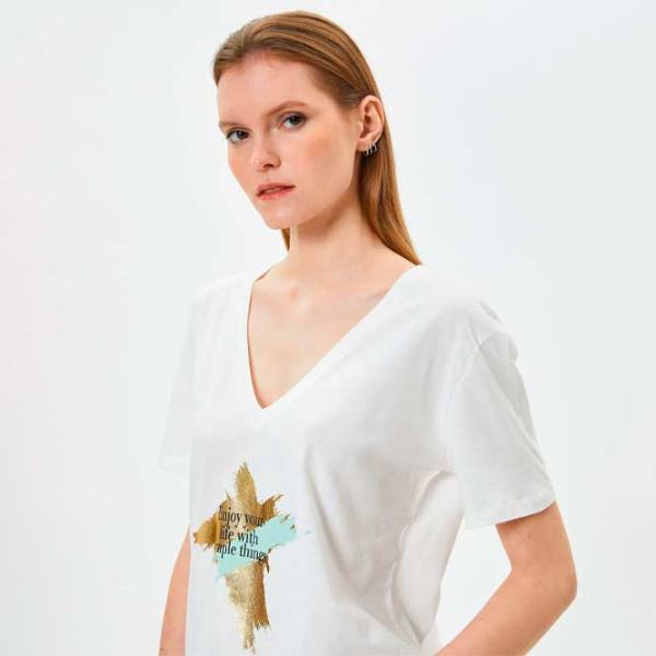 Tricou pentru femei Koton 4SAK50368EK 100% bumbac/ White photo 2