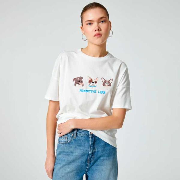 Футболка для женщин Koton 4SAL10647IK 100% хлопок/ Белый photo 2