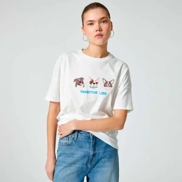 Футболка для женщин Koton 4SAL10647IK 100% хлопок/ Белый photo 2