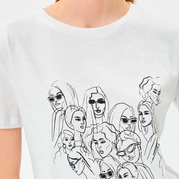 Tricou pentru femei Koton 4SAK50395EK 100% bumbac/ White photo 4 Tricou pentru femei Koton 4SAK50395EK 100% bumbac/ White photo 4