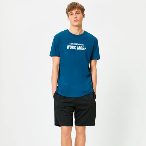 Tricou pentru bărbați Koton 4SAM10016NK 100% bumbac/ Petrol photo 3