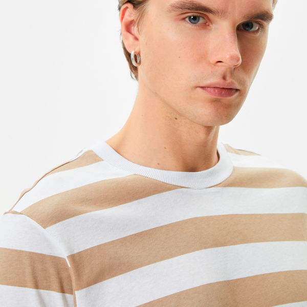 Футболка для мужчин Koton 4SAM10302HK 100% хлопок/ Beige Stripe photo 4