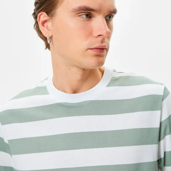 Футболка для мужчин Koton 4SAM10302HK 100% хлопок/ Green Stripe photo 4