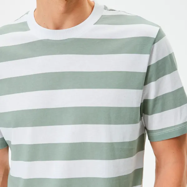 Футболка для мужчин Koton 4SAM10302HK 100% хлопок/ Green Stripe photo 5