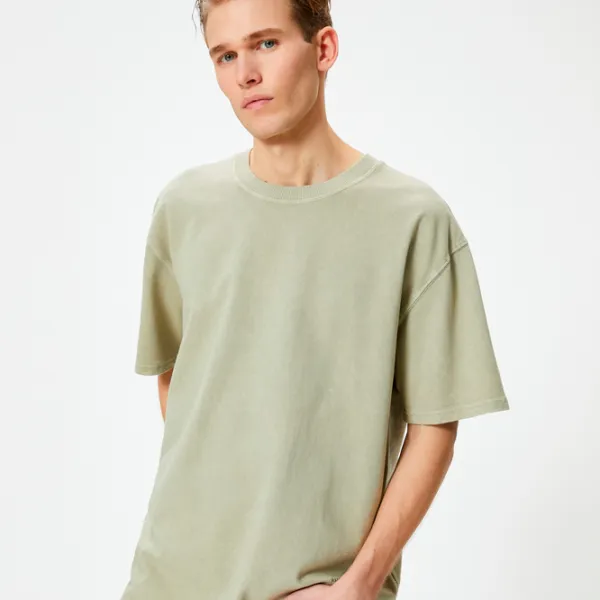 Tricou pentru bărbați Koton 4SAM10314HK 100% bumbac/ Khaki photo 3