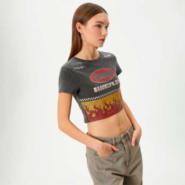 Tricou pentru femei Koton 4SAL10077IK 100% bumbac/ Gray photo 2