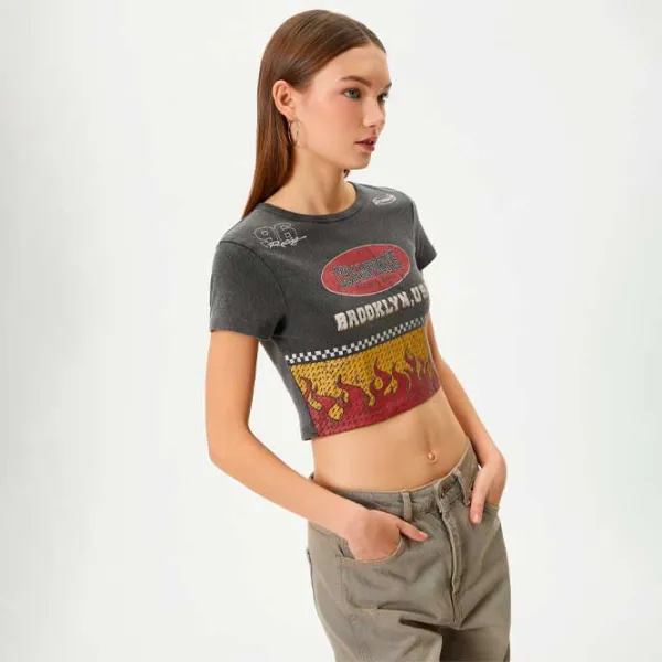 Tricou pentru femei Koton 4SAL10077IK 100% bumbac/ Gray photo 2