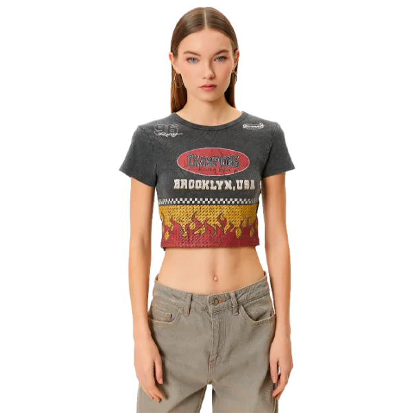 Tricou pentru femei Koton 4SAL10077IK 100% bumbac/ Gray photo 5