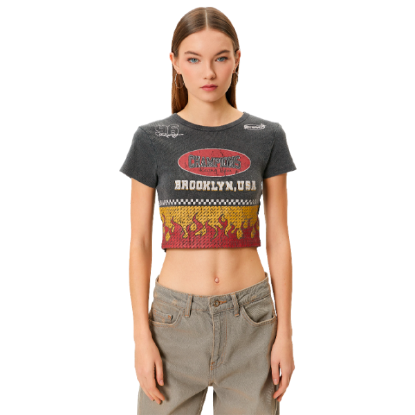 Tricou pentru femei Koton 4SAL10077IK 100% bumbac/ Gray photo 5