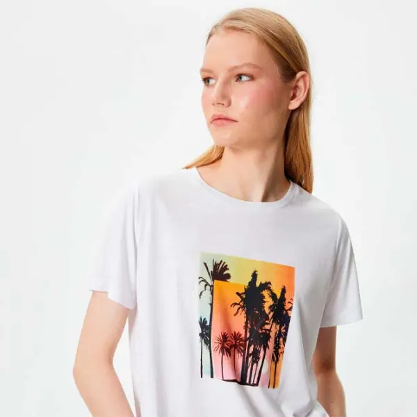 Футболка для женщин Koton 4SAK50173EK 35% вискоза/ Белый photo 3