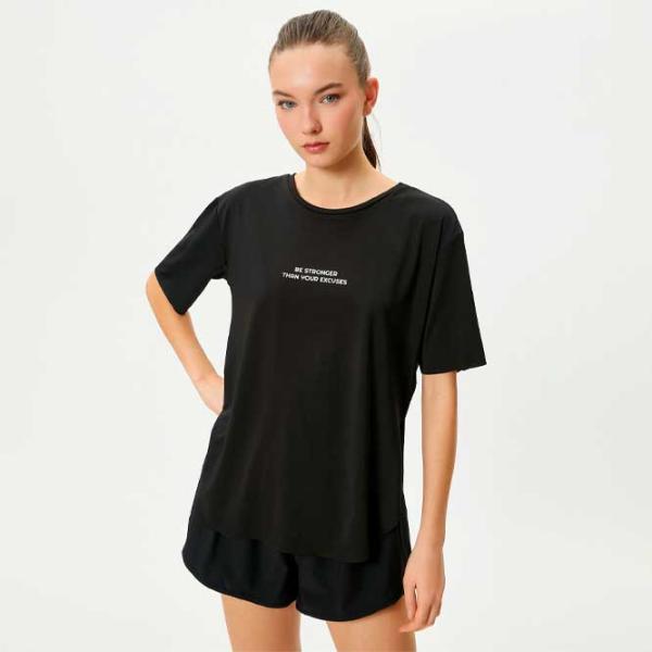 Tricou pentru femei Koton 4SAK10036NK 85% poliester/ Black photo 2