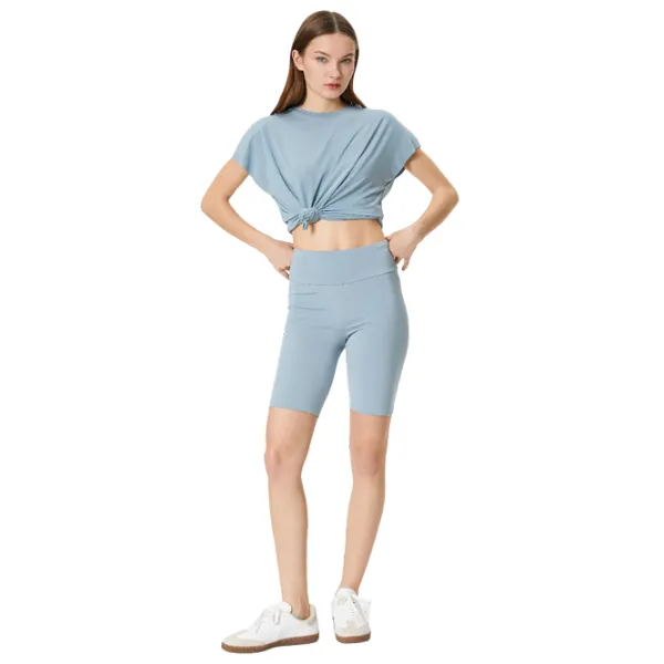Colanți scurți sport pentru femei Koton 4SAK40134NK L/ Blue photo 3