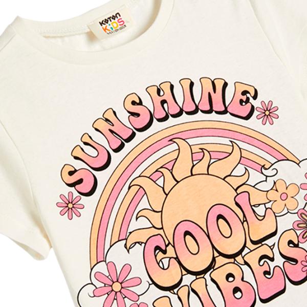 Футболка для девочек Koton 4SKG10377AK 110 - 116 см / Бежевый photo 3