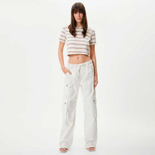 Tricou pentru femei Koton 4SAK50013E 4 % Elastan/ Beige photo 3