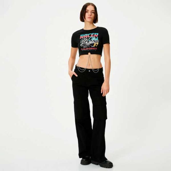 Tricou pentru femei Koton 4SAL10013IK 52% poliester/ Black photo 3