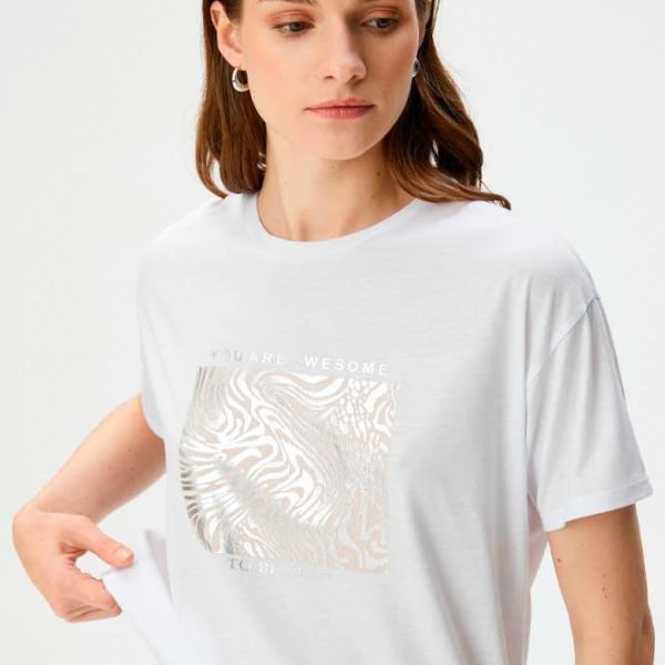 Tricou pentru femei Koton 4SAK50113EK 35% viscoză/ White photo 2