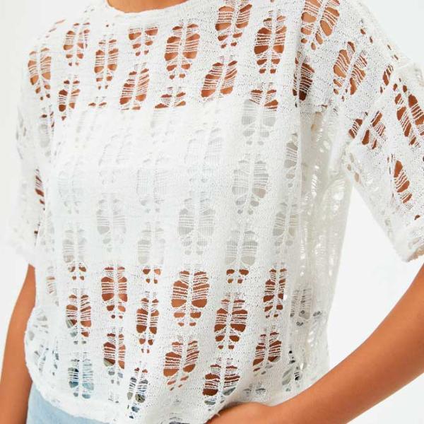 Tricou pentru femei Koton 4SAL10186IK 27% bumbac/ White photo 5