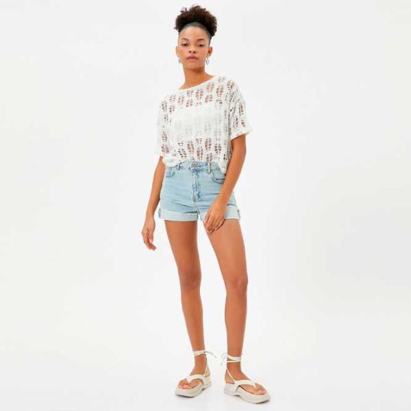 Tricou pentru femei Koton 4SAL10186IK 27% bumbac/ White photo 3