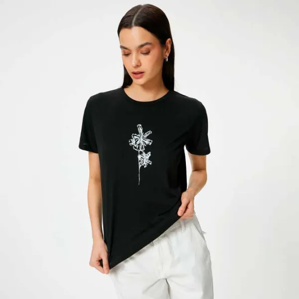 Tricou pentru femei Koton 4SAK50397EK 35% viscoză/ Black photo 2