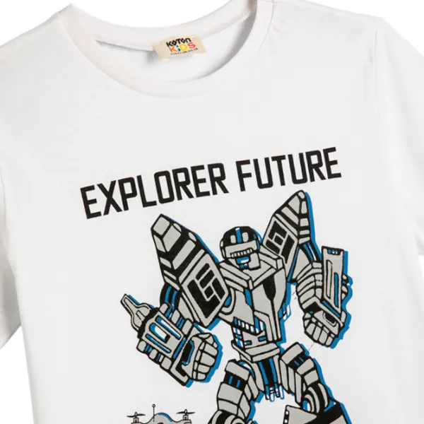 Tricou pentru băieți Koton 4SKB10023TK 128/ White photo 3