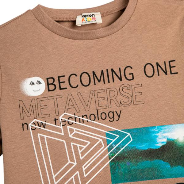 Tricou pentru băieți Koton 4SKB10107TK 152 / Brown photo 3