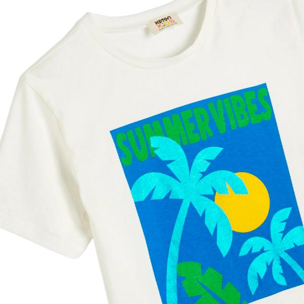 Tricou pentru băieți Koton 4SKB10132TK 116/ Ecru photo 3