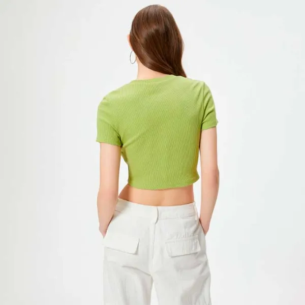 Tricou pentru femei Koton 4SAL10043IK 97% Bumbac/ Green photo 4