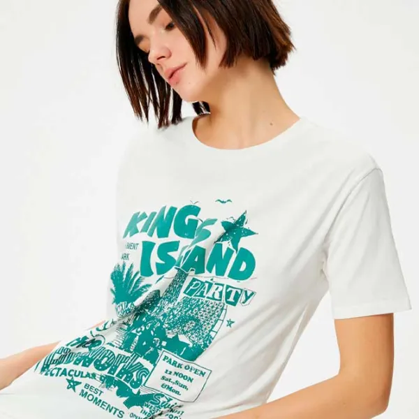 Tricou pentru femei Koton 4SAL10179IK 100% bumbac/ White photo 2